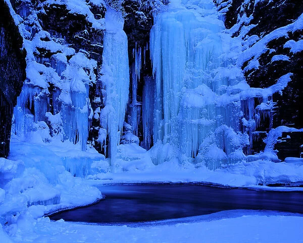 Sweden, Norrbotten, Abisko. Icefall in Abisko Canyon