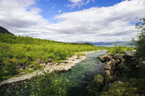 Sweden, Norrbotten. Abiskojokka near confluence with Torne Lake
