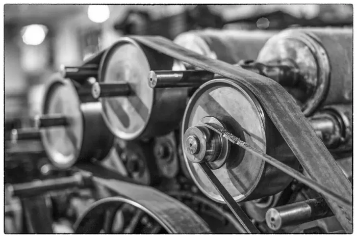 Framed Print : Sweden, Norrkoping, former mill town, 19th century cloth loom pulleys Framed Print : Sweden, Norrkoping, former mill town, 19th century cloth loom pulleys