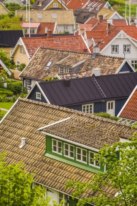 Framed Print : Sweden, Scania, Arild, high angle village view Framed Print : Sweden, Scania, Arild, high angle village view