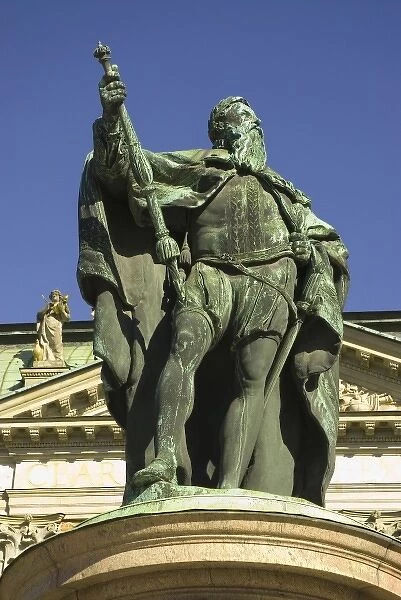 Sweden, Stockholm, Gamla Stan. Statue outside the Riddarhuset