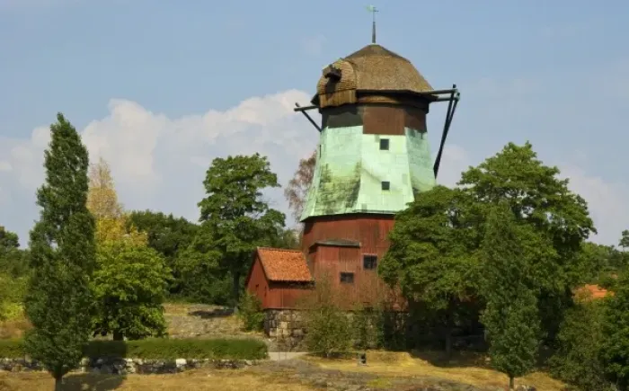 Framed Print : Sweden, Stockholm. Windmill on Skansen, an open-air museum island Framed Print : Sweden, Stockholm. Windmill on Skansen, an open-air museum island
