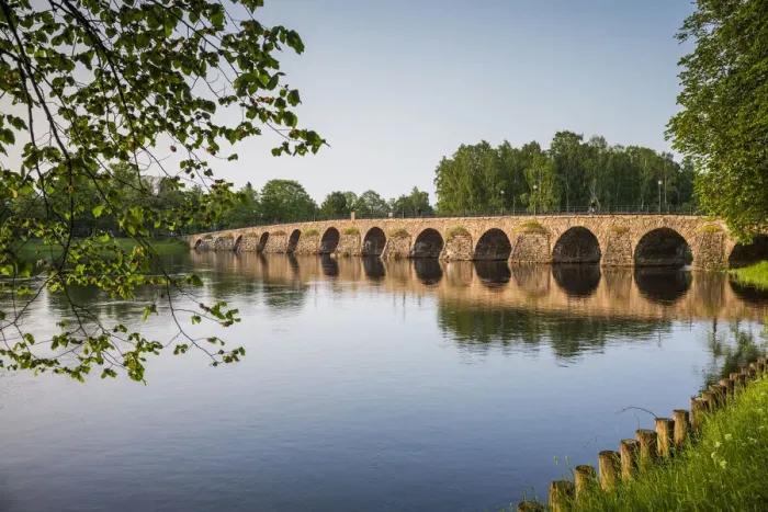 Framed Print : Sweden, Varmland, Karlstad, Ostra bron bridge, longest stone arch bridge in Sweden Framed Print : Sweden, Varmland, Karlstad, Ostra bron bridge, longest stone arch bridge in Sweden