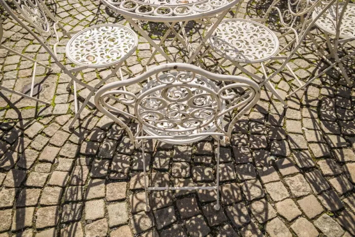Framed Print : Sweden, Vastragotland and Bohuslan, Gothenburg, outdoor table and chairs Framed Print : Sweden, Vastragotland and Bohuslan, Gothenburg, outdoor table and chairs