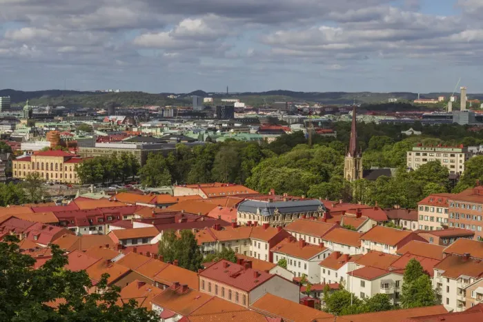 Framed Print : Sweden, Vastragotland and Bohuslan, Gothenburg, high angle city view from the Skansparken Framed Print : Sweden, Vastragotland and Bohuslan, Gothenburg, high angle city view from the Skansparken