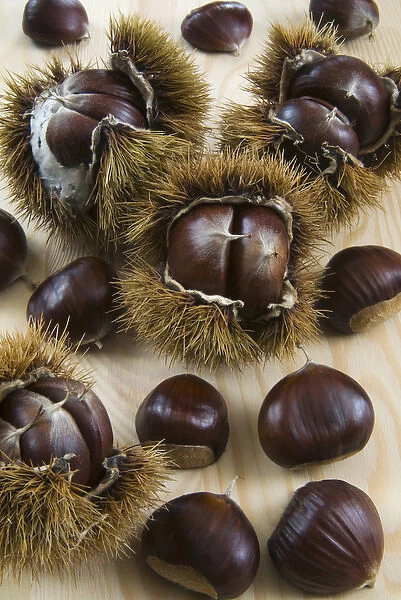 Sweet Chestnuts with and without the spiny shell