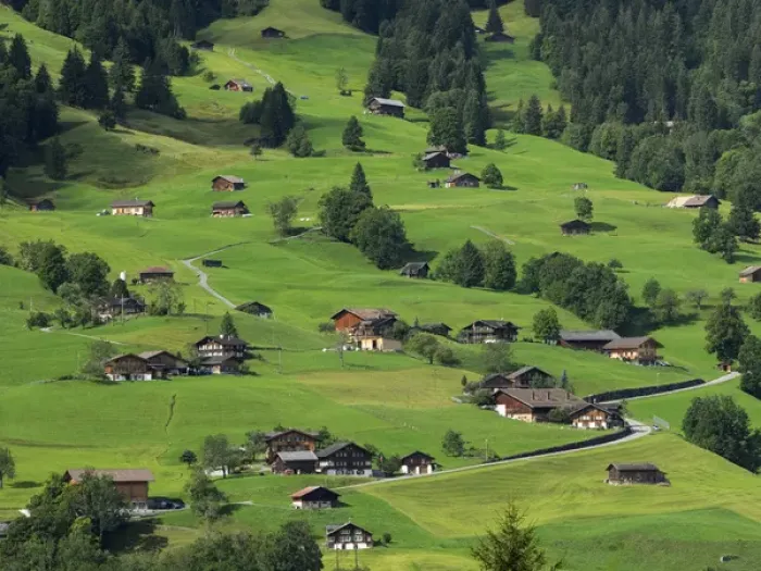 Framed Print : Switzerland, Bern Canton, Grindelwald, Apline farming community Framed Print : Switzerland, Bern Canton, Grindelwald, Apline farming community