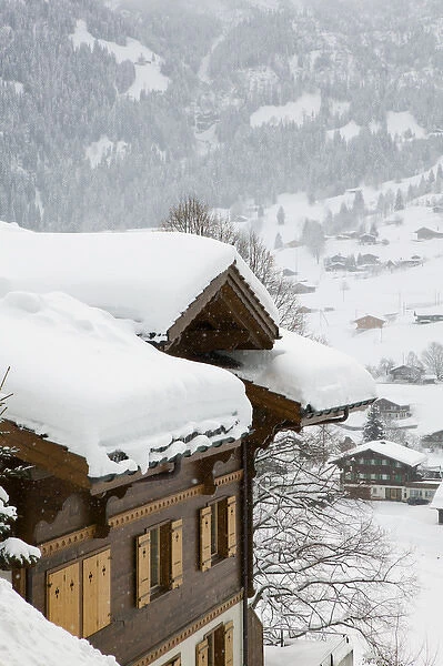 SWITZERLAND-Bern-GRINDELWALD: Ski Chalets  /  Winter