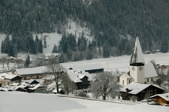 Framed Print : SWITZERLAND-Bern-SaNEN (Area around Gstaad): Town Church with Fresh Snow Morning / Winter Framed Print : SWITZERLAND-Bern-SaNEN (Area around Gstaad): Town Church with Fresh Snow Morning / Winter