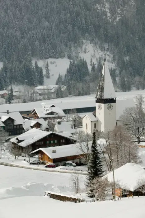 Framed Print : SWITZERLAND-Bern-SaNEN (Area around Gstaad): Town Church with Fresh Snow Morning / Winter Framed Print : SWITZERLAND-Bern-SaNEN (Area around Gstaad): Town Church with Fresh Snow Morning / Winter