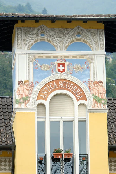 05. Switzerland, Locarno, Lake Maggiore, painted details to building facade 