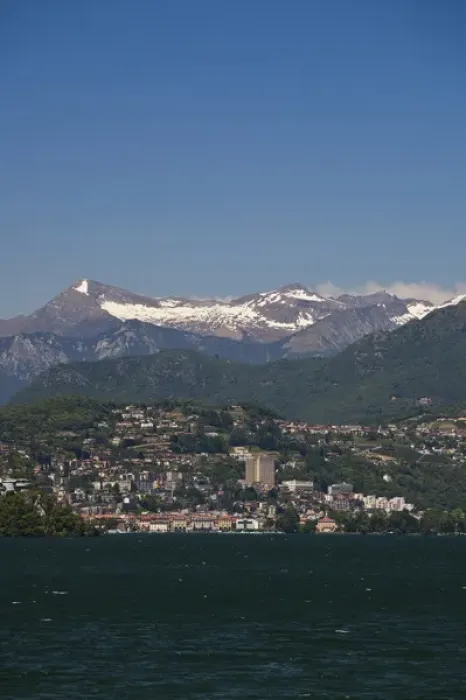 Framed Print : SWITZERLAND, Ticino Canton, Lugano. Town view with mountains and Lake Lugano