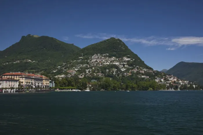 Framed Print : SWITZERLAND, Ticino Canton, Lugano. Town view from Lake Lugano Framed Print : SWITZERLAND, Ticino Canton, Lugano. Town view from Lake Lugano