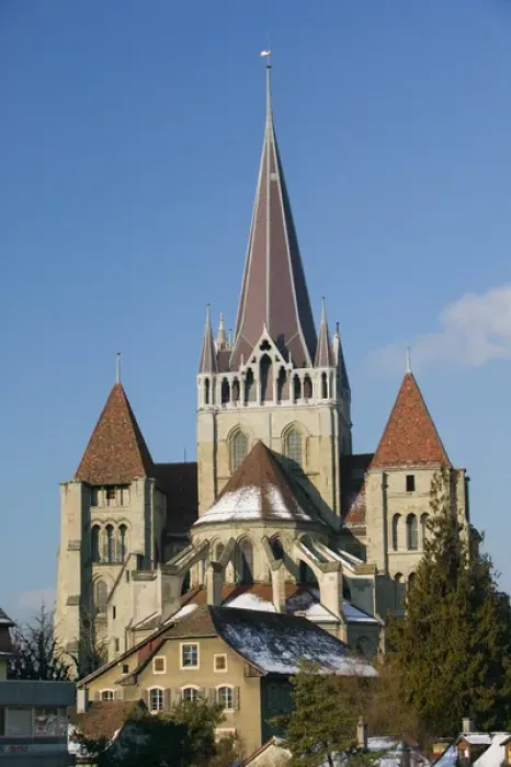 Framed Print : SWITZERLAND-(Vaud)-LAUSANNE: Cathedral Tower  /  Winter  /  Morning