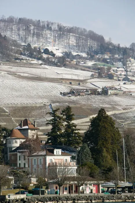 Framed Print : SWITZERLAND-(Vaud)-Swiss Riviera-LUTRY: Hillsides above LUTRY / Winter Shore of Lake Framed Print : SWITZERLAND-(Vaud)-Swiss Riviera-LUTRY: Hillsides above LUTRY / Winter Shore of Lake