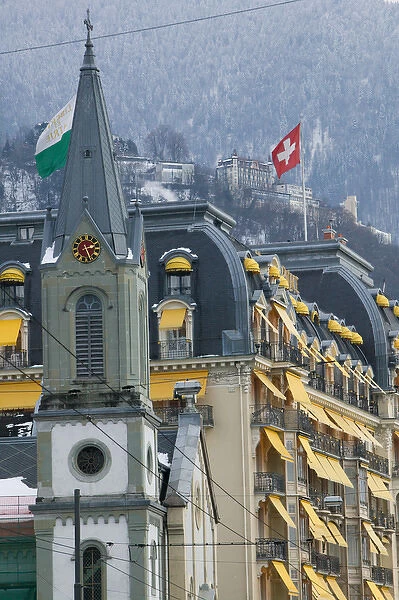 SWITZERLAND-(Vaud)-Swiss Riviera-MONTREUX: Le Montreux Place Hotel on Lake Geneva  /  Winter