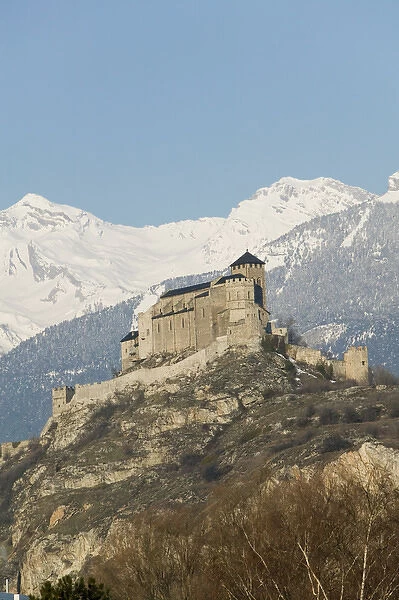 SWITZERLAND-Wallis  /  Valais-SION: Basilique de Valere (12th century) & Snow Covered