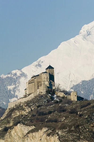 SWITZERLAND-Wallis  /  Valais-SION: Basilique de Valere (12th century) & Snow Covered
