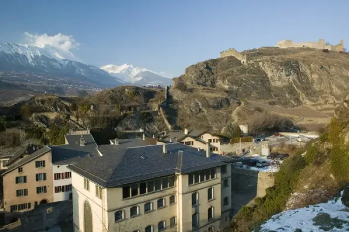 Framed Print : SWITZERLAND-Wallis / Valais-SION: Chateau de Tourbillon (15th century) Winter Framed Print : SWITZERLAND-Wallis / Valais-SION: Chateau de Tourbillon (15th century) Winter
