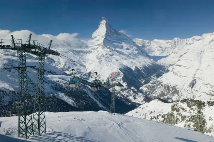 Framed Print : SWITZERLAND-Wallis / Valais-ZERMATT: Blauherd (el. 2571 meters) / Winter Cable Cars from Gant (el Framed Print : SWITZERLAND-Wallis / Valais-ZERMATT: Blauherd (el. 2571 meters) / Winter Cable Cars from Gant (el