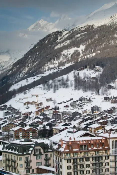 Framed Print : SWITZERLAND-Wallis  /  Valais-ZERMATT: Late Afternoon Town View  /  Winter