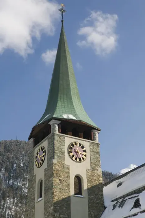 Framed Print : SWITZERLAND-Wallis / Valais-ZERMATT: Town Parish Church / Daytime / Winter Framed Print : SWITZERLAND-Wallis / Valais-ZERMATT: Town Parish Church / Daytime / Winter