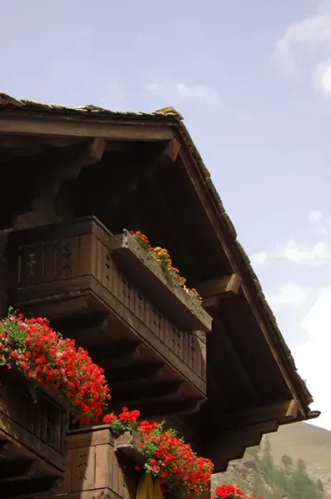 Framed Print : 05. Switzerland, Zermatt, chalet with flowers Framed Print : 05. Switzerland, Zermatt, chalet with flowers