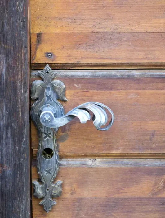 Framed Print : Switzerland, Zermatt, Old Town (Hinterdorf), oldest part of the village; door handle