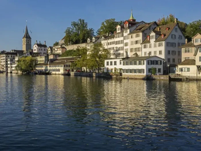 Framed Print : Switzerland, Zurich, Historic Lindenhof area along Limmat River Framed Print : Switzerland, Zurich, Historic Lindenhof area along Limmat River