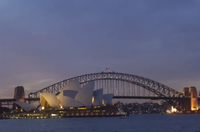 Framed Print : Sydney Opera House with Sydney Harbour Bridge at dusk. Sydney NSW AUSTRALIA Framed Print : Sydney Opera House with Sydney Harbour Bridge at dusk. Sydney NSW AUSTRALIA