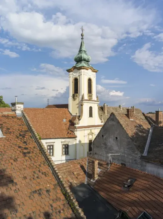 Framed Print : Szentendre near Budapest. Roofs of the old town and the Blagovescenska church. Szentendre Framed Print : Szentendre near Budapest. Roofs of the old town and the Blagovescenska church. Szentendre