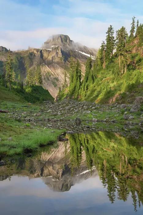 Framed Print : Table Mountain reflected in Bagley Lake. Heather Meadows, Mount Baker Snoqualmie National Forest. North Cascades, Washington State Framed Print : Table Mountain reflected in Bagley Lake. Heather Meadows, Mount Baker Snoqualmie National Forest. North Cascades, Washington State