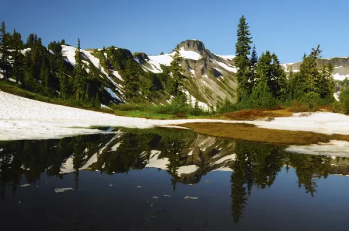 Framed Print : Table Mountain reflected in Terminal Lake, Mount Baker-Snoqualmie National Forest Framed Print : Table Mountain reflected in Terminal Lake, Mount Baker-Snoqualmie National Forest