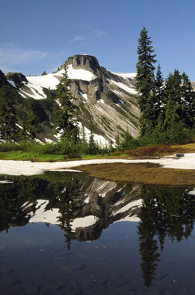 Table Mountain reflected in Terminal Lake; Mount Baker-Snoqualmie National Forest