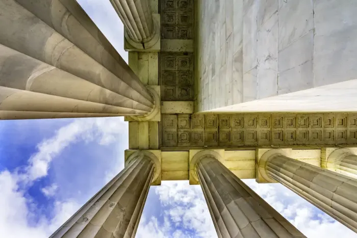 Framed Print : Tall white columns, Lincoln Memorial, Washington DC. Dedicated 1922