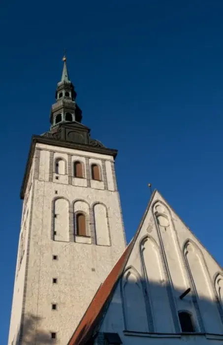 Framed Print : Tallinn, Estonia. Old Town Niguliste Museum Church steeple built in 15th Century