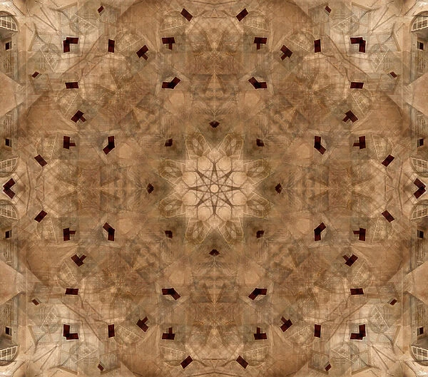 Tan and brown architectural kaleidoscope abstract of door