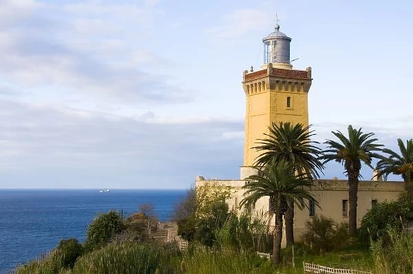 Tangier Morocco lighthouse at Cap Spartel overlooking the Mediterranean & the Atlantic