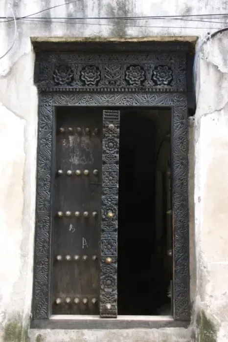 Framed Print : Tanzania: Zanzibar, StoneTown, Arab style door along the Mizingani Road