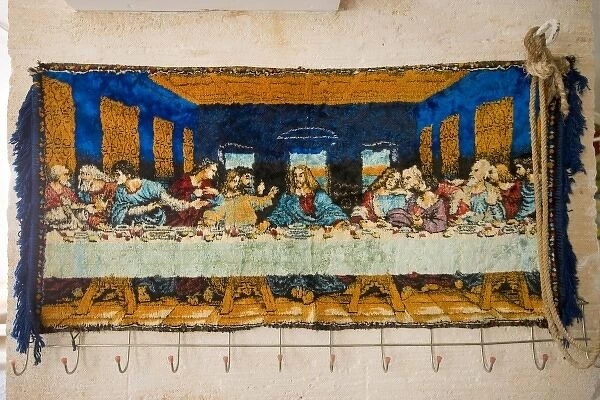 Tapestry depicting the Last Supper of Jesus Christ, church in Midyat, Mardin, Turkey