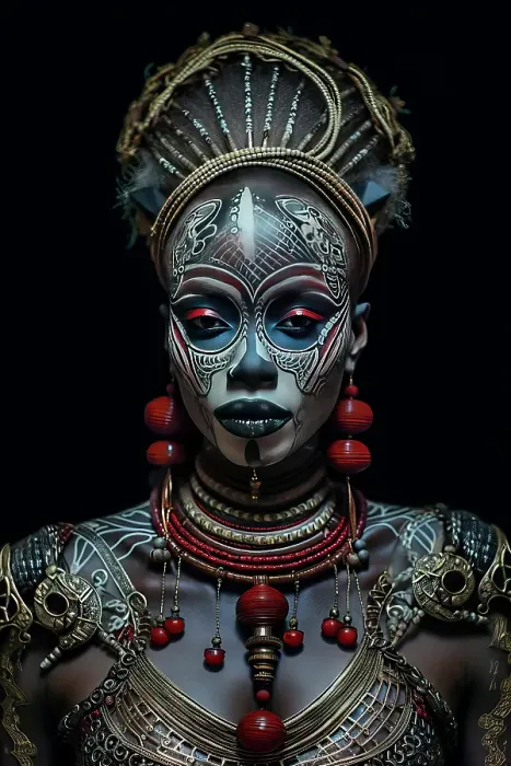 Framed Print : Tattooed tribal woman in hat and beads. ©Jim Zuckerman  /  Jaynes Gallery  /  DanitaDelimont.com