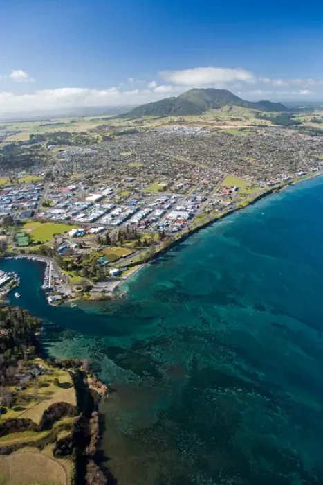 Framed Print : Taupo, Lake Taupo and Waikato River, North Island, New Zealand - aerial Framed Print : Taupo, Lake Taupo and Waikato River, North Island, New Zealand - aerial