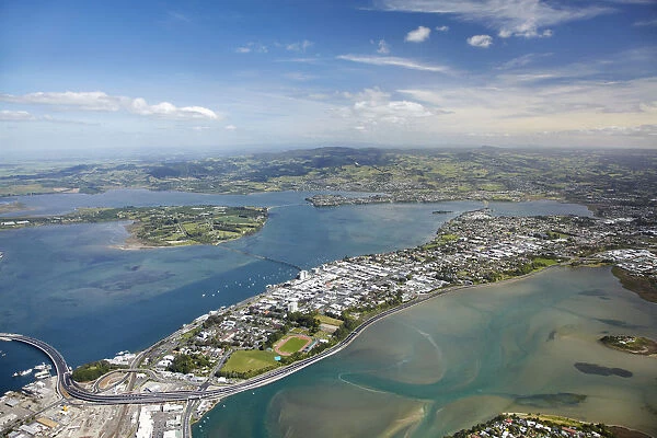 Tauranga and Tauranga Harbour, Bay of Plenty, North Island, New Zealand - aerial