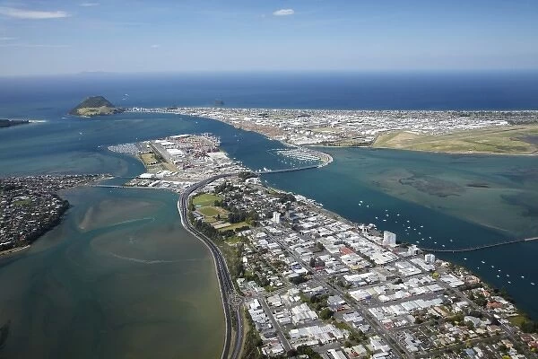 Tauranga, Tauranga Harbour and Mount Maunganui (in distance), Bay of Plenty, North Island