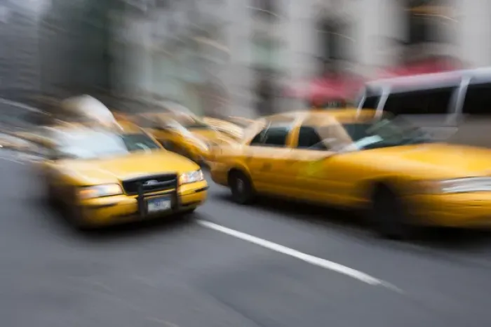 Framed Print : Taxi cabs rush along Park Avenue - Manhattan, New York Framed Print : Taxi cabs rush along Park Avenue - Manhattan, New York
