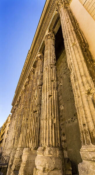 Temple of Hadrian Columns Colonnade Now Stock Exchange, Rome, Italy. Temple built 145 AD