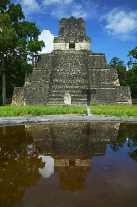 Framed Print : Temple II with reflection in water at Tikal Ruins, Guatemala Framed Print : Temple II with reflection in water at Tikal Ruins, Guatemala