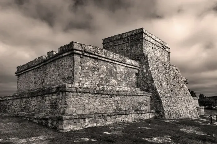 Framed Print : Temple of the Wind at Archeological Zone of Tulum Mayan Port City Ruins in Tulum, Mexico