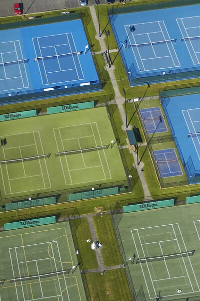 Tennis courts, Albany, Auckland, North Island, New Zealand - aerial