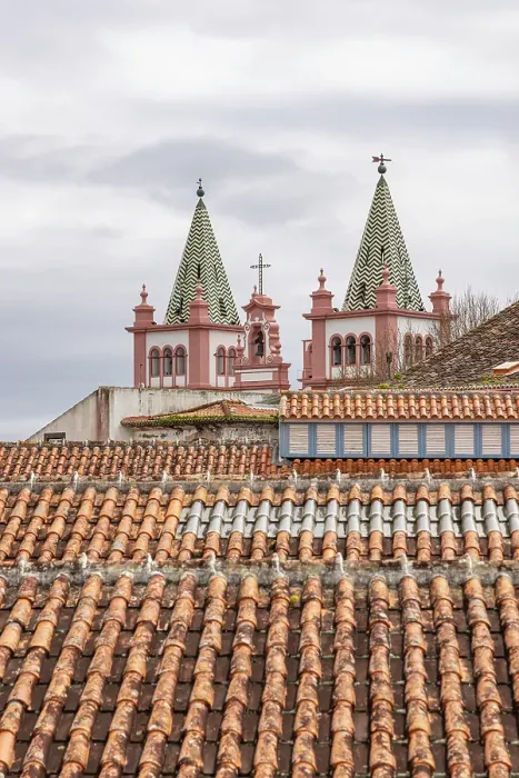 Framed Print : Terceira Island, Azores, Portugal. Red tile roof and the spires of the Cathedral of Angra do Heroismo Framed Print : Terceira Island, Azores, Portugal. Red tile roof and the spires of the Cathedral of Angra do Heroismo